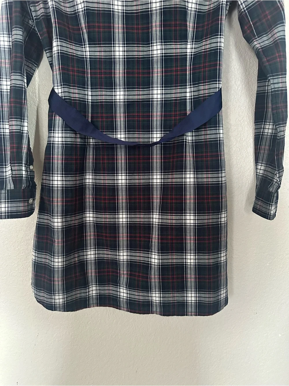 Ralph Lauren Girls Plaid Shirt Dress Long Sleeve Belted Navy/Green/Red Size 16